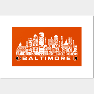 Baltimore Baseball Team All Time Legends, Baltimore City Skyline Posters and Art